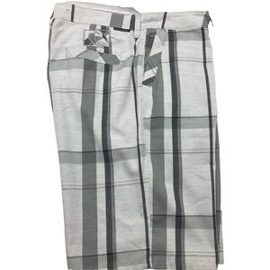 Rip Curl shorts Mens 38 Gray Plaid Chino Flat Front Stretch Comfort